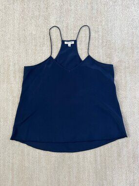 Johnny Was Blue Silk Cami Tank Top Spaghetti Strap S Luxury Minimalist